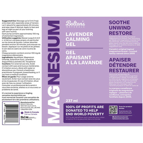 Bolton's Naturals Magnesium Gel Lavender 237 mL